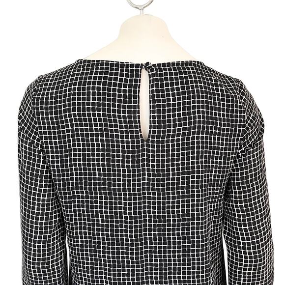 THE LIMITED Crosshatch Print Layered Tunic Blouse in Black White SZ S - Picture 6 of 11